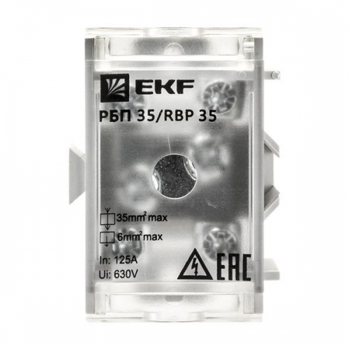 Блок распределительный проходной РБП 35 (1х35-4х6кв.мм) 125/50А PROxima EKF RBP-35-50 RBP-35-50