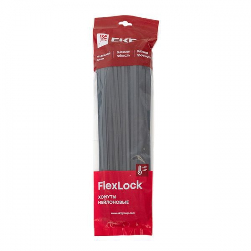 Хомут P6.6 7.6х350 FlexLock стандартный черн. (уп.100шт) PROxima EKF plc-fl-ctsb-7.6x350 plc-fl-ctsb-7.6x350