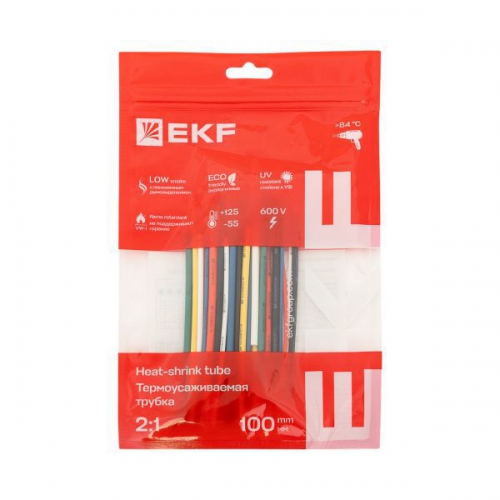 Набор трубок термоусадочных 1/0.5, 1.5/0.75, 2/1, 2.5/1.25, 3/1.5 (6 цветов по 5шт 100мм) PROxima EKF tut-n-2-r tut-n-2-r