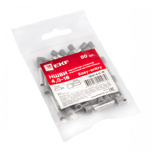 Наконечник штыревой втулочный НШвИ 4.0-18 (уп.50шт) EKF nhvi-4.0-18 nhvi-4.0-18