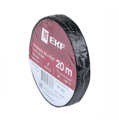 Изолента ХБ 1-ПОЛ 20мм (рул.20м) (250г) PROxima EKF plc-hb-pol1-6 plc-hb-pol1-6