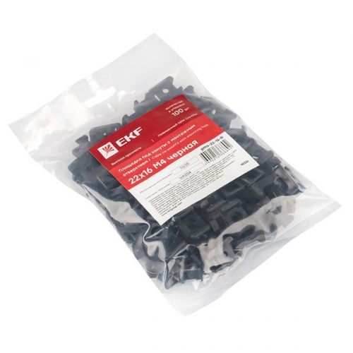 Площадка под хомуты (22х16) с монтажным отверстием М4 черн. (уп.100шт) PROxima EKF pmo-22-16-b pmo-22-16-b