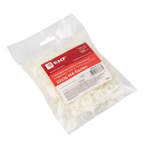 Площадка под хомуты (22х16) с монтажным отверстием М4 бел. (уп.100шт) PROxima EKF pmo-22-16-w pmo-22-16-w