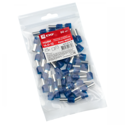 Наконечник штыревой втулочный изол. НШвИ 16.0-12 (уп.50шт) EKF nhvi-16.0-12 nhvi-16,0-12