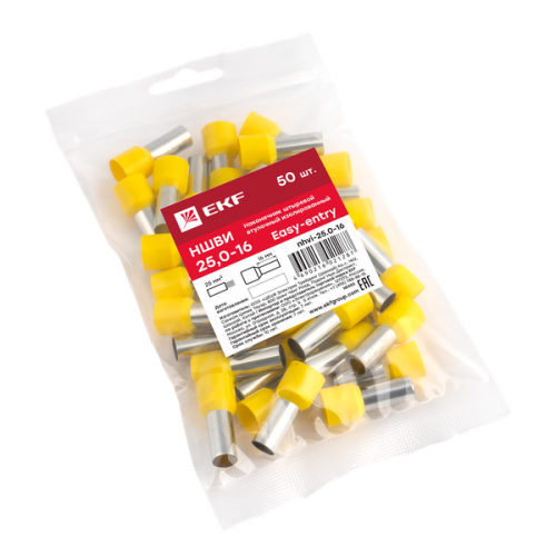 Наконечник штыревой втулочный изол. НШвИ 25.0-16 (уп.50шт) EKF nhvi-25.0-16 nhvi-25.0-16