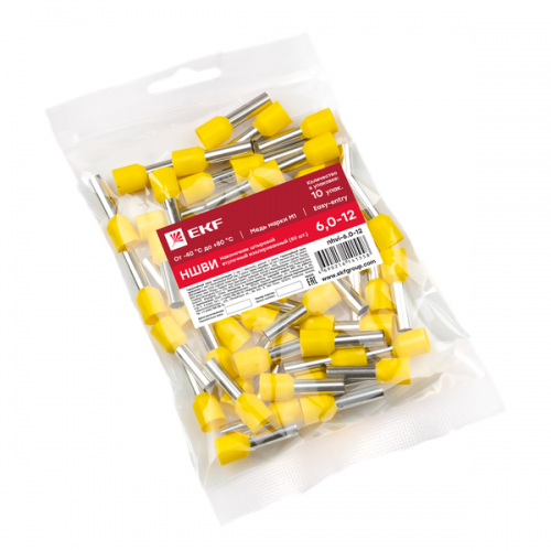 Наконечник штыревой втулочный изол. НШвИ 6.0-12 (уп.50шт) EKF nhvi-6.0-12 nhvi-6.0-12