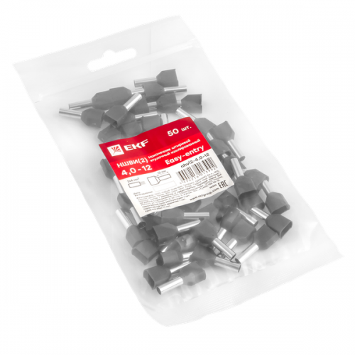 Наконечник штыревой втулочный изол. НШвИ(2) 4-12 (уп.50шт) EKF nhvi2-4.0-12 nhvi2-4.0-12
