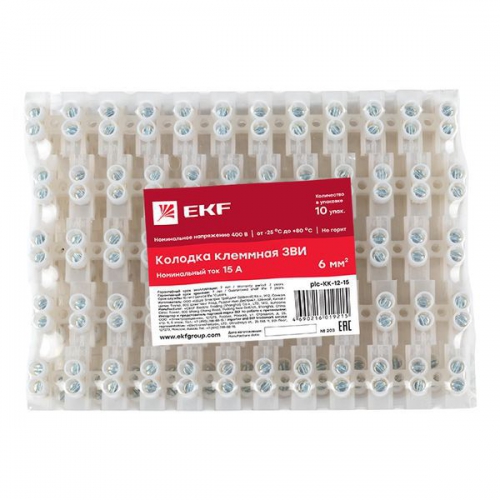 Колодка клеммная 12кв.мм 15А полистирол PROxima EKF plc-KK-12-15 plc-KK-12-15