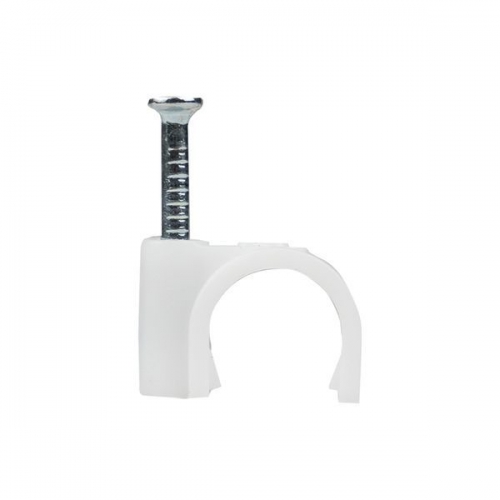 Скоба крепежная круглая с гвоздем 8мм пластик. (уп.50шт) EKF plcn-sr-8 plcn-sr-8