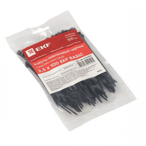 Хомут кабельный 2.5х100 нейл. черн. (уп.100шт) EKF plc-cb-2.5x100 plc-cb-2.5x100