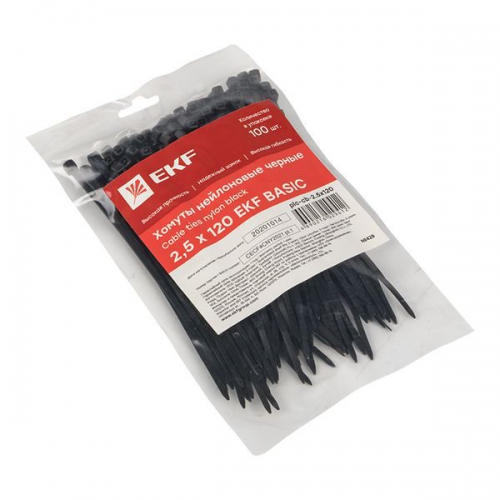 Хомут кабельный 2.5х120 нейл. черн. (уп.100шт) EKF plc-cb-2.5x120 plc-cb-2.5x120