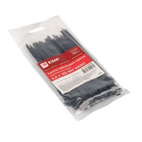 Хомут кабельный 3.6х150 нейл. черн. (уп.100шт) EKF plc-cb-3.6x150 plc-cb-3.6x150