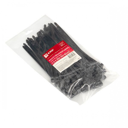 Хомут кабельный 7.2х200 нейл. черн. (уп.100шт) EKF plc-cb-7.2x200 plc-cb-7.2x200