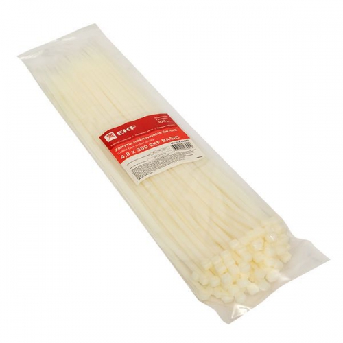 Хомут кабельный 4.8х350 нейл. бел. (уп.100шт) EKF plc-c-4.8x350 plc-c-4.8x350