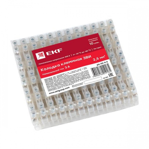 Колодка клеммная 4кв.мм 3А полиэтилен PROxima EKFplc-KK-4-3 plc-KK-4-3