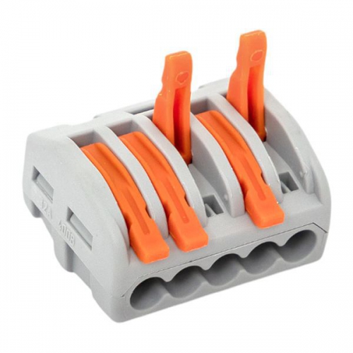 Клемма строительно-монтажная СМК 222-415 5-проводная 0.08-2.5кв.мм с рычагом (уп.100шт) PROxima EKF plc-smk-415 plc-smk-415