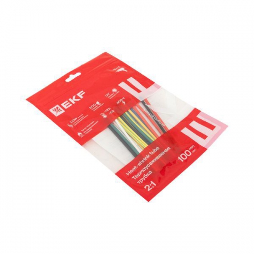 Набор трубок термоусадочных тонкостен. 2/1 (7 цветов по 3шт 100мм) EKF tut-n-2 tut-n-2