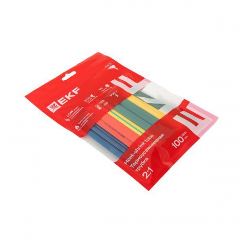 Набор трубок термоусадочных тонкостен. 8/4 (7 цветов по 3шт 100мм) EKF tut-n-8 tut-n-8