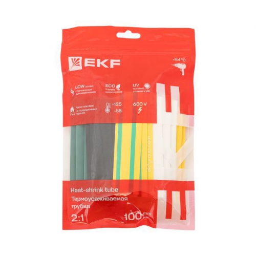 Набор трубок термоусадочных тонкостен. 16/8 (7 цветов по 3шт 100мм) EKF tut-n-16 tut-n-16