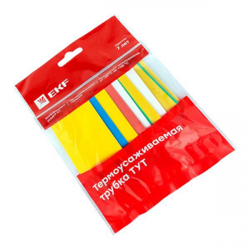 Набор трубок термоусадочных тонкостен. 20/10 (7 цветов по 3шт 100мм) EKF tut-n-20 tut-n-20