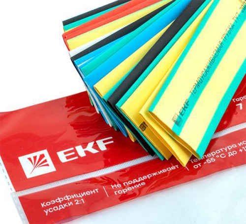 Набор трубок термоусадочных тонкостен. 20/10 (7 цветов по 3шт 100мм) EKF tut-n-20 tut-n-20