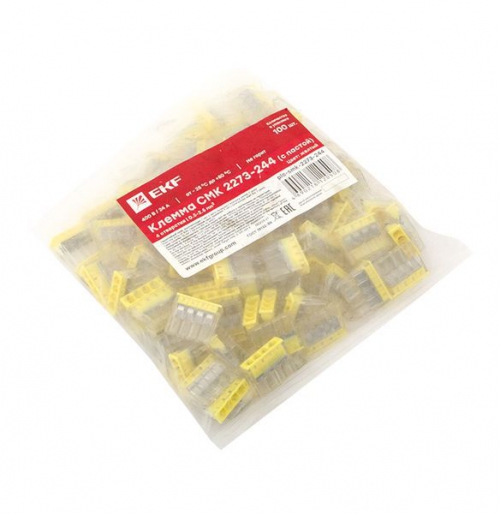 Клемма строительно-монтажная СМК 2273-244 4-проводная 0.5-2.5кв.мм с пастой (уп.100шт) PROxima EKF plc-smk-2273-244 plc-smk-2273-244