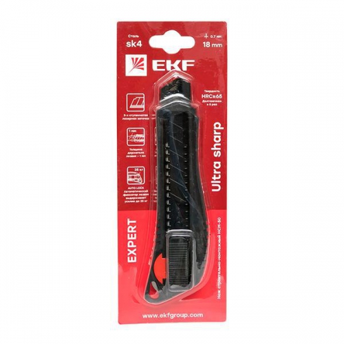 Нож строительно-монтажный 18мм НСМ-50 (18мм)(SK4) Heavy Duty (до 25кг) Expert EKF ncm-50-exp ncm-50-exp