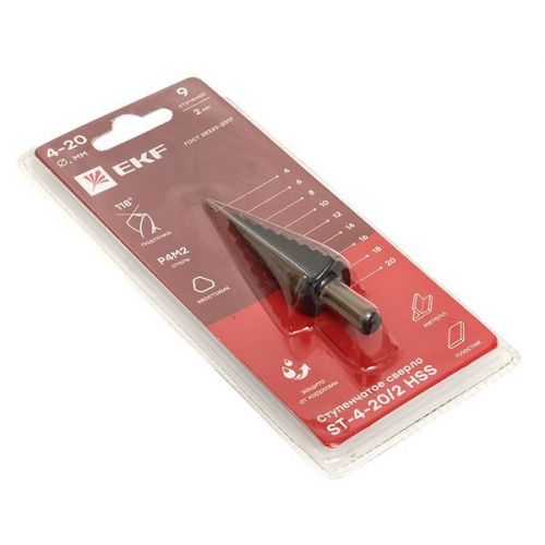 Сверло ступенчатое ST-4-20/2 HSS 9 ступ. EKF ST-4-20/2 ST-4-20/2