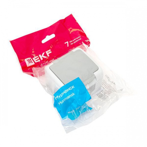 Розетка 1-м ОП Мурманск 16А IP54 с заземл. защ. шторки с крышкой сер. EKF EFR16-029-30-54 EFR16-029-30-54