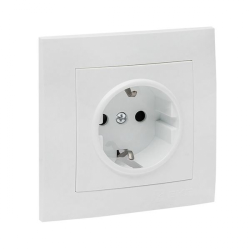 Розетка 1-м СП Валенсия 16А IP20 с заземл. защ. шторки бел. PROxima EKF EWR16-028-10 EWR16-028-10