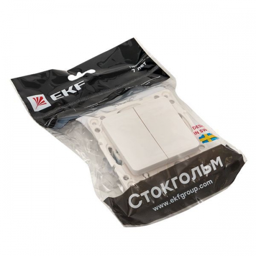 Выключатель 2-кл. Стокгольм 10А механизм бел. PROxima EKF EYV10-123-10 EYV10-123-10