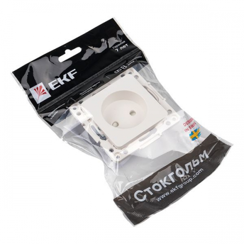 Розетка 1-м СП Стокгольм 10А IP20 без заземл. защ. шторки механизм бел. PROxima EKF EYR10-022-10 EYR10-022-10