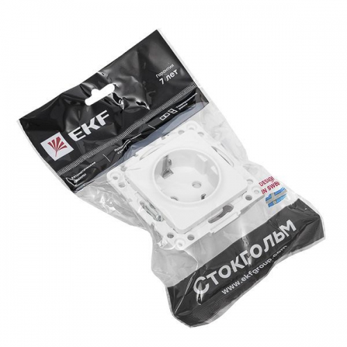 Розетка 1-м СП Стокгольм 16А IP20 с заземл. защ. шторки механизм бел. PROxima EKF EYR16-028-10 EYR16-028-10