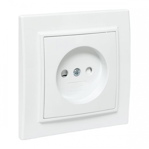 Розетка 1-м СП Минск 10А IP20 без заземл. защ. шторки бел. Basic EKF ERR10-022-100 ERR10-022-100