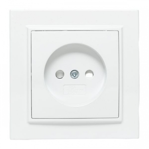 Розетка 1-м СП Минск 10А IP20 без заземл. защ. шторки бел. Basic EKF ERR10-022-100 ERR10-022-100