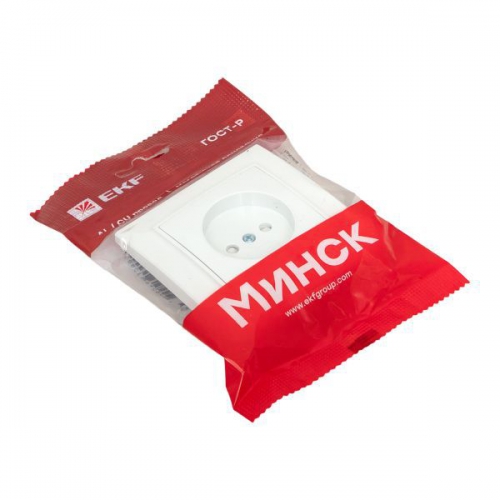 Розетка 1-м СП Минск 10А IP20 без заземл. защ. шторки бел. Basic EKF ERR10-022-100 ERR10-022-100