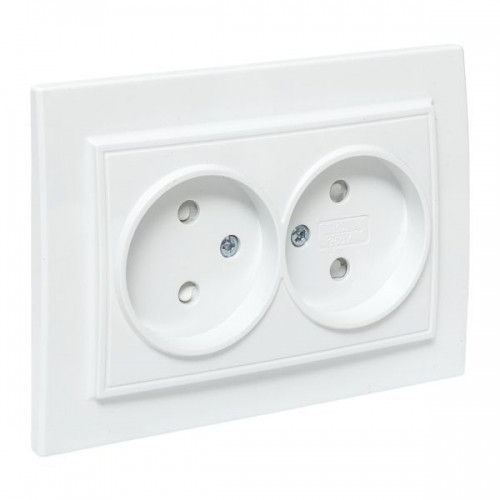 Розетка 2-м СП Минск 10А IP20 без заземл. защ. шторки бел. Basic EKF ERR10-102-100 ERR10-102-100