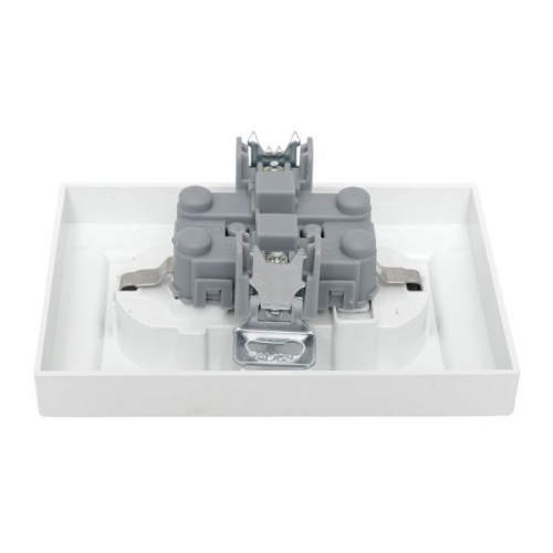 Розетка 2-м СП Минск 16А IP20 с заземл. защ. шторки бел. Basic EKF ERR16-128-100 ERR16-128-100