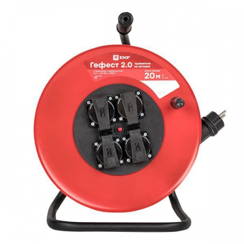Удлинитель на катушке 4х20м с заземл. 16А IP44 Гефест 2.0 КГ 3х2.5 3.5кВт предохр. PROxima EKF UKG02-16-R325-4-20-IP44 UKG02-16-R325-4-20-IP44
