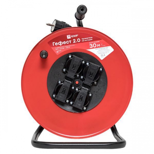 Удлинитель на катушке 4х30м с заземл. 16А IP44 Гефест 2.0 КГ 3х2.5 3.5кВт предохр. PROxima EKF UKG02-16-R325-4-30-IP44 UKG02-16-R325-4-30-IP44