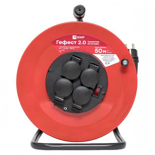 Удлинитель на катушке 4х50м с заземл. 16А IP44 Гефест 2.0 КГ 3х2.5 3.5кВт предохр. PROxima EKF UKG02-16-R325-4-50-IP44 UKG02-16-R325-4-50-IP44