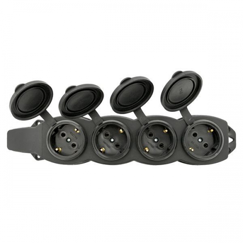 Розетка 4-м 16А IP44 2P+PE 230В с защ. крышками каучук Basic EKF RPS-020-16-230-44 RPS-020-16-230-44