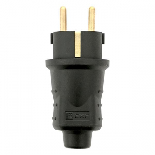 Вилка прямая 230В 2P+PE 16А IP44 каучук EKF RPS-011-16-230-44 RPS-011-16-230-44