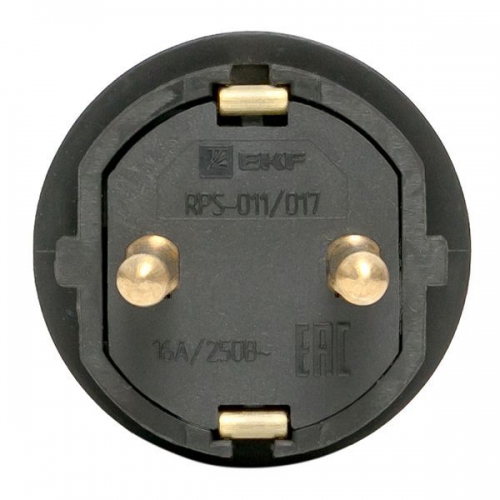 Вилка прямая 230В 2P+PE 16А IP44 каучук EKF RPS-011-16-230-44 RPS-011-16-230-44