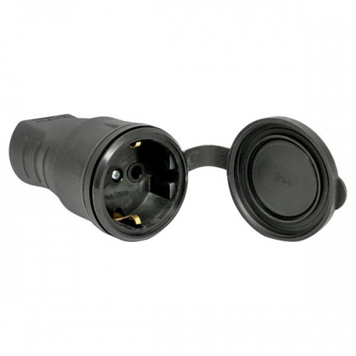 Розетка переносная 16А 230В 2P+PE с защ. крышкой IP44 каучук EKF RPS-012-16-230-44 RPS-012-16-230-44