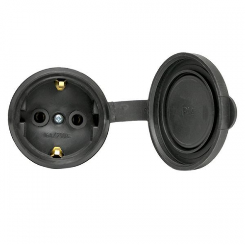 Розетка переносная 16А 230В 2P+PE с защ. крышкой IP44 каучук EKF RPS-012-16-230-44 RPS-012-16-230-44