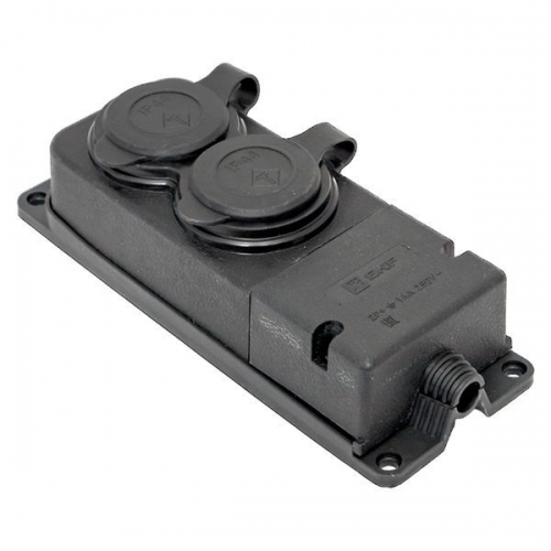 Розетка 2-м 16А IP44 2P+PE 230В с защ. крышками каучук PROxima EKF RPS-018-16-230-44-r RPS-018-16-230-44-r