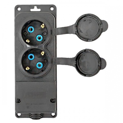 Розетка 2-м 16А IP44 2P+PE 230В с защ. крышками каучук PROxima EKF RPS-018-16-230-44-r RPS-018-16-230-44-r