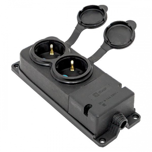Розетка 2-м 16А IP44 2P+PE 230В с защ. крышками каучук PROxima EKF RPS-018-16-230-44-r RPS-018-16-230-44-r