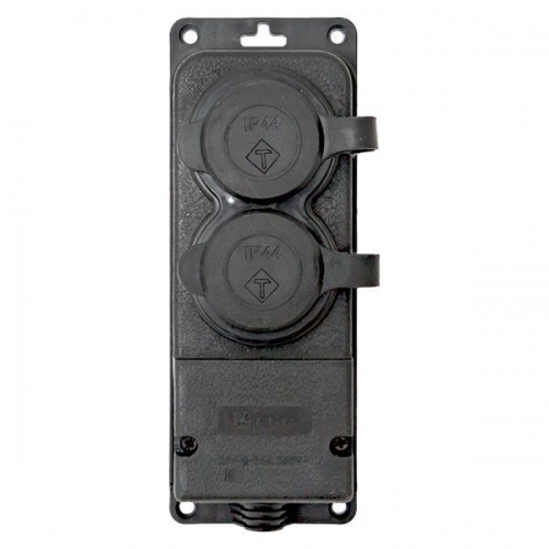 Розетка 2-м 16А IP44 2P+PE 230В с защ. крышками каучук PROxima EKF RPS-018-16-230-44-r RPS-018-16-230-44-r
